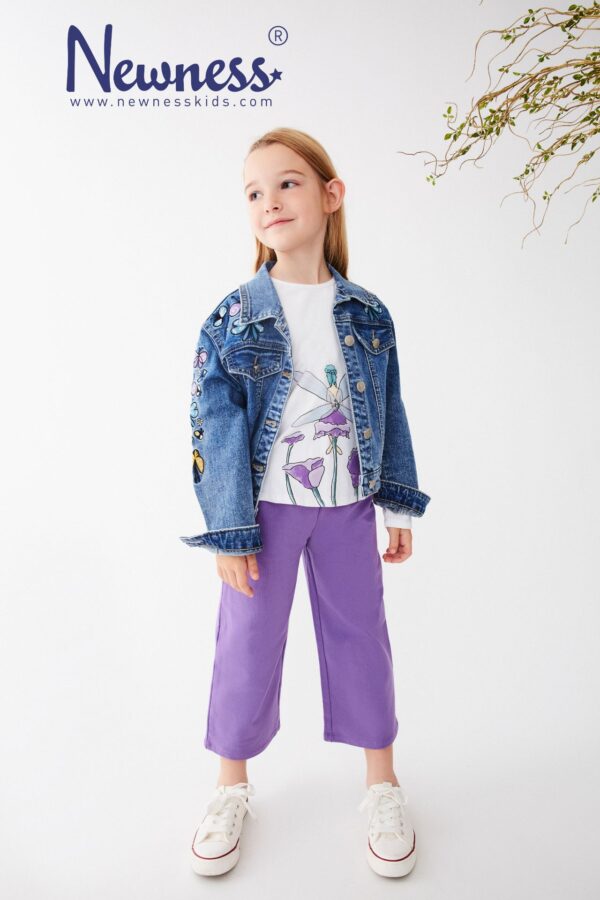 Pantalon  rizo felpa niña Morado - Imagen 3